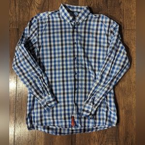 Luchiano Visconti Blue Shirt Mens XL Multicolor Plaid Squares Button Up Long Sle